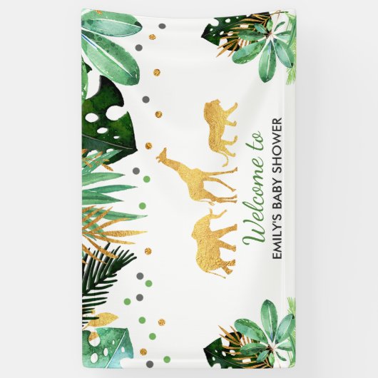 Oerwoud Baby shower Party Banner Tropical Shower (Verticaal)