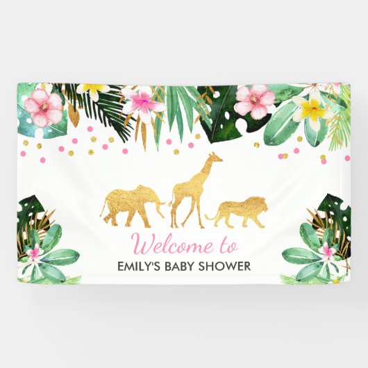 Oerwoud Baby shower Party Banner Tropical Shower (Horizontaal)