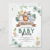 Oerwoud Baby shower Party bewerkbare uitnodiging (Voorkant)