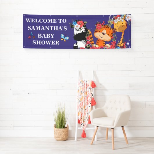 Oerwoud baby shower schattige baby's paarse safari spandoek (Insitu)