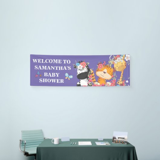 Oerwoud baby shower schattige baby's paarse safari spandoek (Beurs)