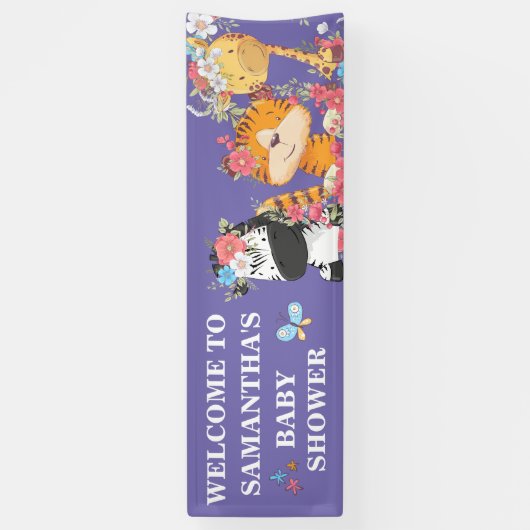 Oerwoud baby shower schattige baby's paarse safari spandoek (Verticaal)