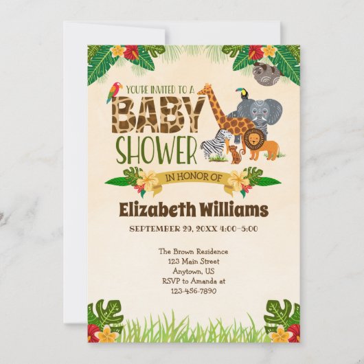 Oerwoud Baby shower Uitnodiging (Voorkant)