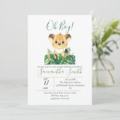 Oerwoud Baby shower Uitnodiging lion Cub (Staand voorkant)