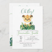 Oerwoud Baby shower Uitnodiging lion Cub (Voorkant / Achterkant)