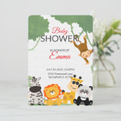 Oerwoud Baby shower Uitnodiging Safari Animals (Staand voorkant)