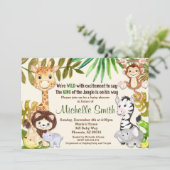 Oerwoud Baby shower uitnodiging, Safari uitnodigin Kaart (Staand voorkant)