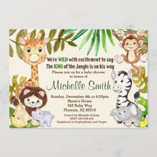 Oerwoud Baby shower uitnodiging, Safari uitnodigin Kaart