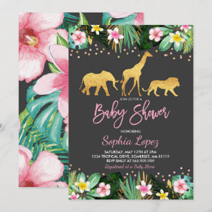 Oerwoud Baby shower Uitnodiging Tropisch Baby show