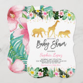 Oerwoud Baby shower Uitnodiging Tropisch Baby show (Voorkant / Achterkant)