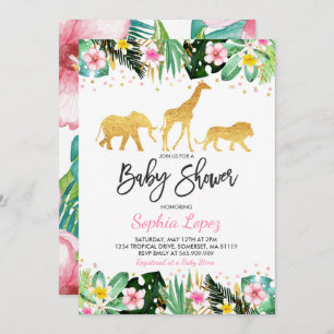 Oerwoud Baby shower Uitnodiging Tropisch Baby show