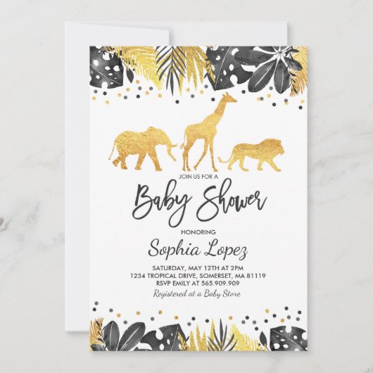 Oerwoud Baby shower Uitnodiging Tropisch Baby show (Voorkant)