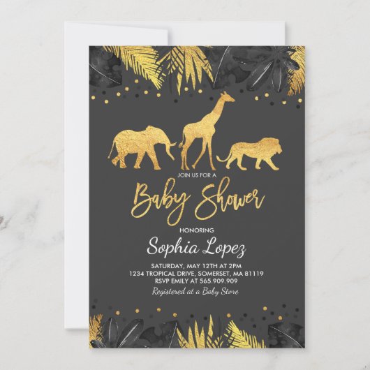 Oerwoud Baby shower Uitnodiging Tropisch Baby show (Voorkant)