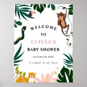 Oerwoud Baby shower Welkomstteken Poster (Voorkant)