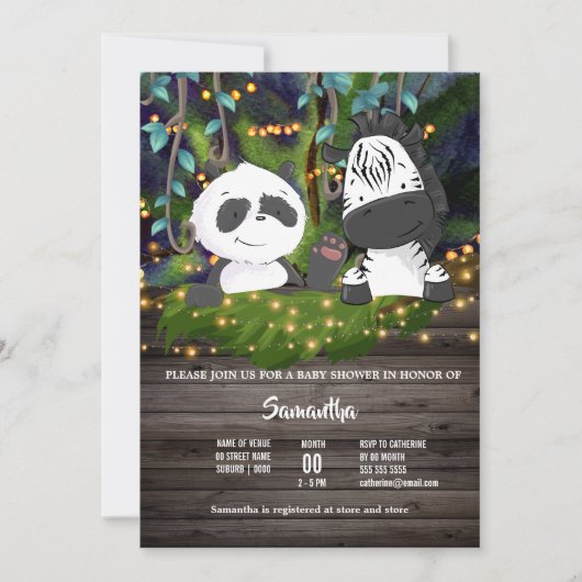 Oerwoud baby zebra panda beer wijngroen licht kaart (Voorkant)