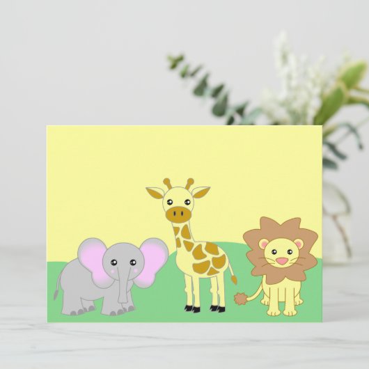 Oerwoud Babydieren 5x7 Babyschoenen Kaart (Staand voorkant)