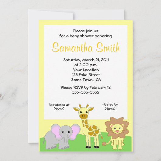 Oerwoud Babydieren 5x7 Babyschoenen Kaart (Achterkant)