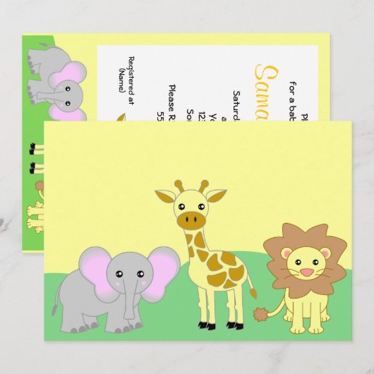 Oerwoud Babydieren 5x7 Babyschoenen Kaart (Voorkant / Achterkant)