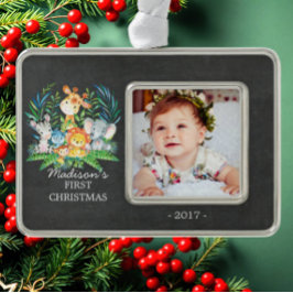 Oerwoud Baby's eerste kerstfoto Ornament