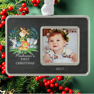 Oerwoud Baby's eerste kerstfoto Ornament