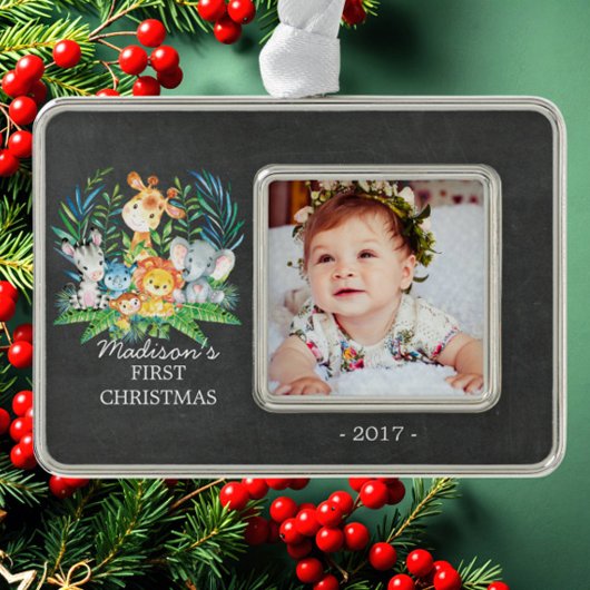 Oerwoud Baby's eerste kerstfoto Ornament