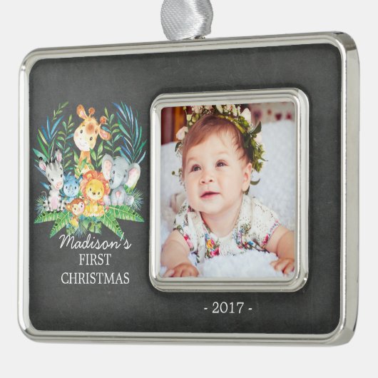 Oerwoud Baby's eerste kerstfoto Ornament (Links)