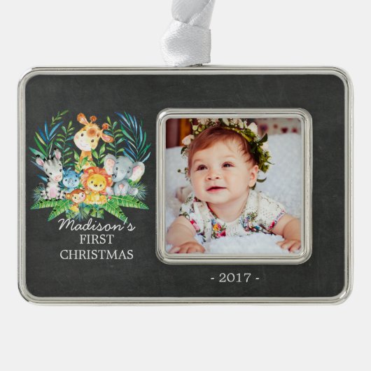 Oerwoud Baby's eerste kerstfoto Ornament (Voorkant)
