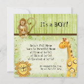 Oerwoud baby's, geboorteaankondiging jongen kaart (Voorkant)