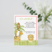 Oerwoud Baby's, Geboorteaankondiging meisje Kaart (Staand voorkant)
