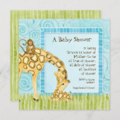 Oerwoud Baby's, Giraffe Baby shower Uitnodiging (Voorkant / Achterkant)
