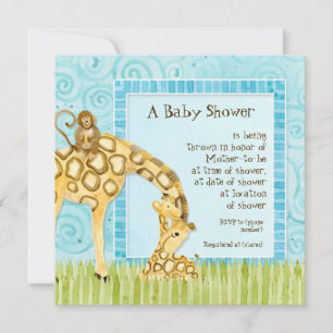 Oerwoud Baby's, Giraffe Baby shower Uitnodiging