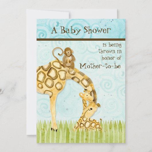 Oerwoud Baby's, Giraffe Baby shower Uitnodiging (Voorkant)