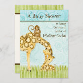 Oerwoud Baby's, Giraffe Baby shower Uitnodiging (Voorkant / Achterkant)
