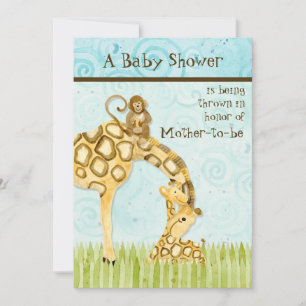 Oerwoud Baby's, Giraffe Baby shower Uitnodiging