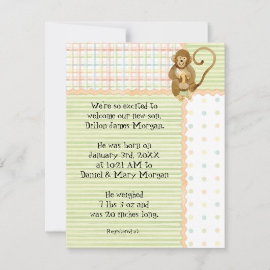 Oerwoud Baby's, Jongen Baby Geboorteaankondiging 3 Kaart (Voorkant)