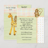 Oerwoud Baby's, Jongen Baby shower Uitnodiging 3- (Voorkant / Achterkant)