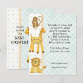 Oerwoud baby's, jongen Baby shower uitnodiging 4-  (Voorkant / Achterkant)