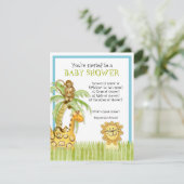 Oerwoud baby's, jongen Baby shower uitnodiging - G (Staand voorkant)