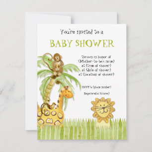Oerwoud baby's, jongen Baby shower uitnodiging - G
