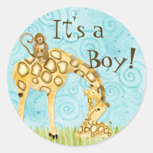 Oerwoud Baby's, Jongen Baby Stickers - Blauw