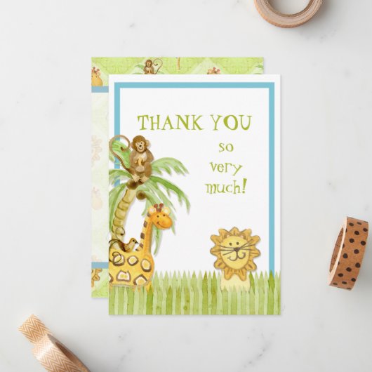 Oerwoud baby's, jongen bedankt Notities (Voorkant / Achterkant in situ)