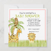 Oerwoud Baby's, Meisje Baby shower Uitnodiging - G (Voorkant)