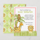 Oerwoud Baby's, Meisje Baby shower Uitnodiging - G (Voorkant / Achterkant)