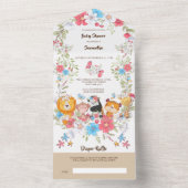 Oerwoud baby's schattige safari tropische partij all in one uitnodiging (Binnen)