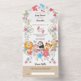 Oerwoud baby's schattige safari tropische partij all in one uitnodiging