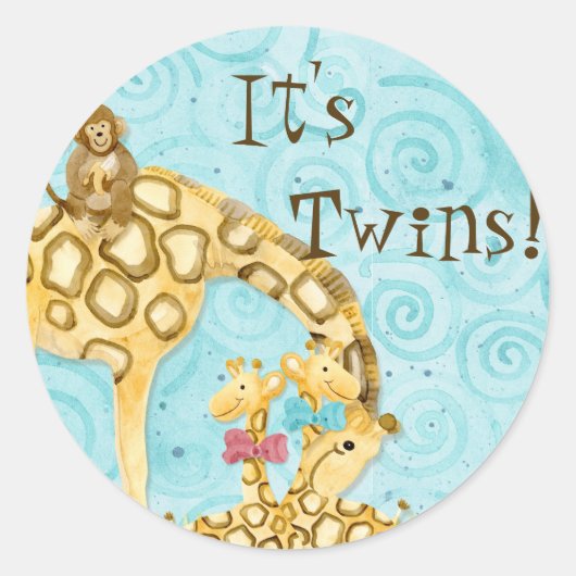 Oerwoud Baby's, Twins Jongen Meisje Baby Stickers  (Voorkant)