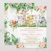 Oerwoud Baptisme en eerste uitnodiging voor meisje (Voorkant / Achterkant)