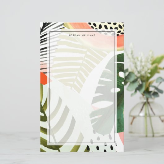 Oerwoud Beat Tropical Greenery Briefpapier (Staand voorkant)