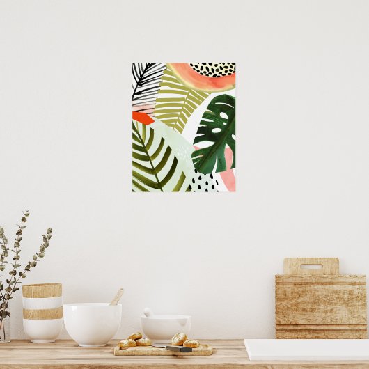 Oerwoud Beat Tropical Greenery Poster (Keuken)