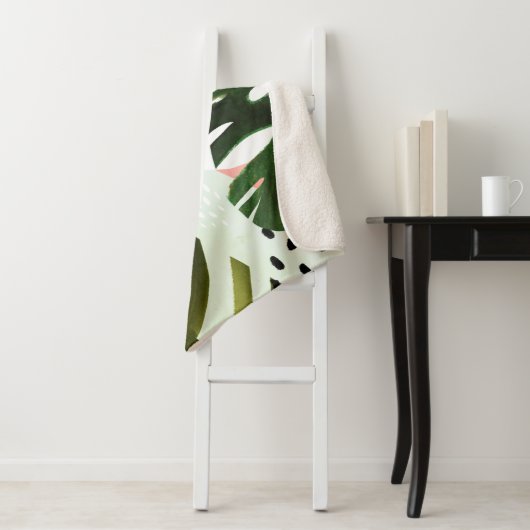 Oerwoud Beat Tropical Greenery Sherpa Deken (In situ)